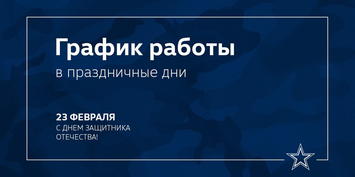 Поздравляем с Днем защитника Отечества! График работы в праздничный день.